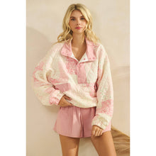 Load image into Gallery viewer, Textured Contrast printed Quarterzip Sweater
