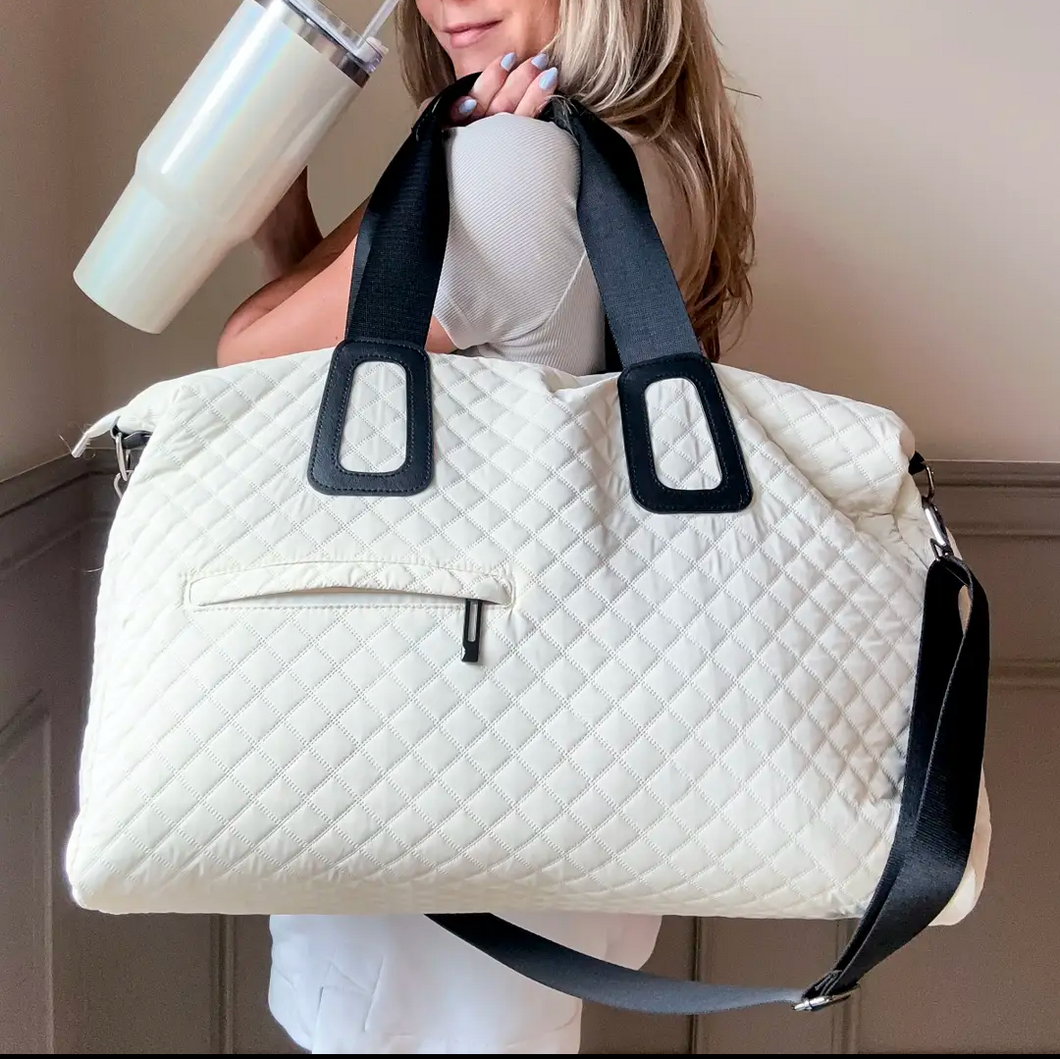 Quilted Weekender in Off White