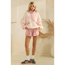 Load image into Gallery viewer, Textured Contrast printed Quarterzip Sweater
